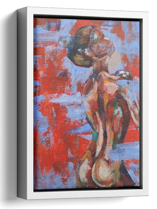 Abstract Red Nude Oil Painting 