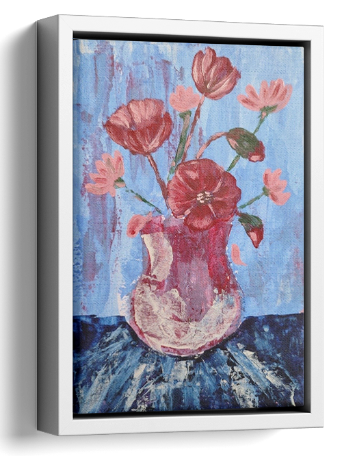 Red Flower and Red Vase Painting 