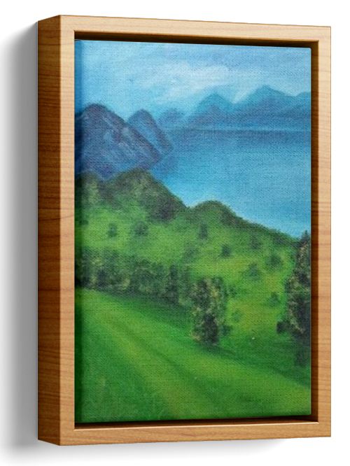 Beautiful Valley Lake Oil Painting 