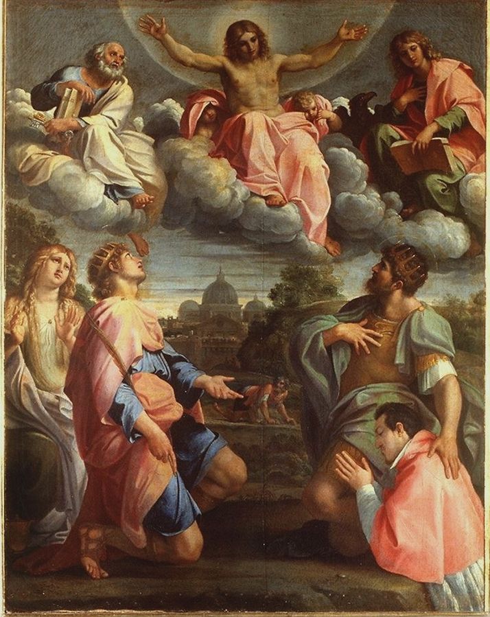 Christ in Glory and SS Peter John the Ecangelist Mary Magdalen and Ermengild Martyr with Odardo Farnese 
