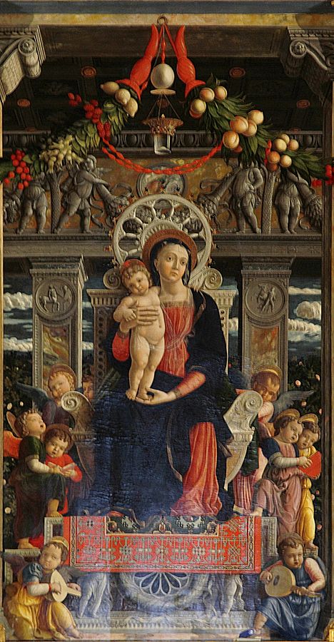 Altarpiece of San Zeno in Verona, triptych, middle panel Enthroned Madonna and Angels 