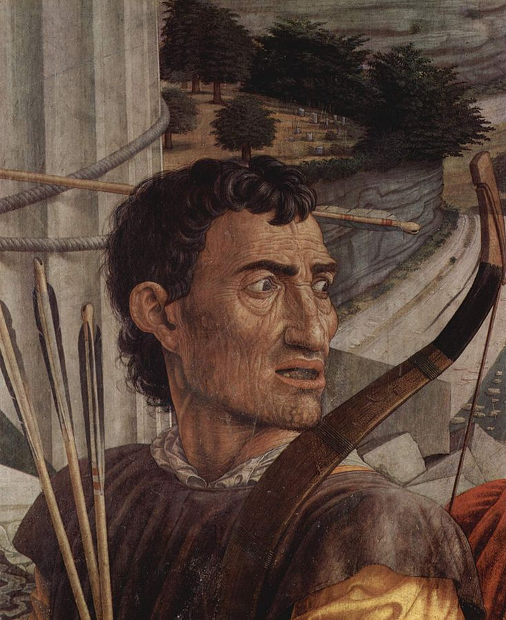 St. Sebastian, detail of head of one of the archers 
