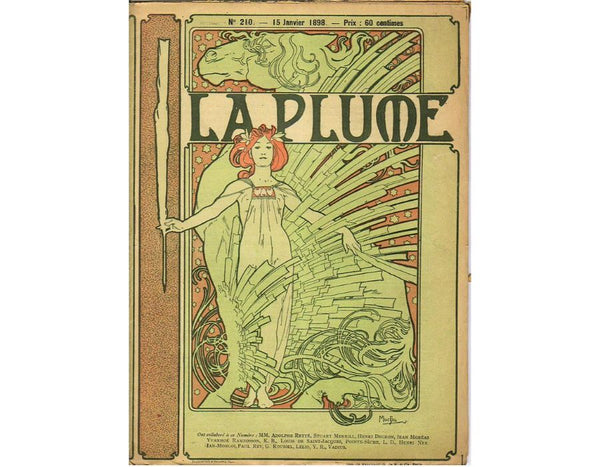 Cover composed by Mucha for the french literary and artistic Review La Plume Painting by Alphonse Maria Mucha