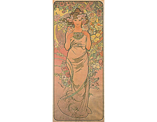 Rose. From The Flowers Series. 1898 Painting by Alphonse Maria Mucha