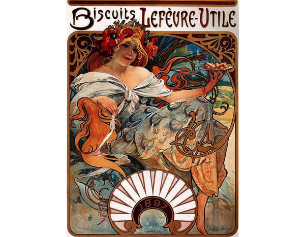 Biscuits Lefevre Utile Painting by Alphonse Maria Mucha