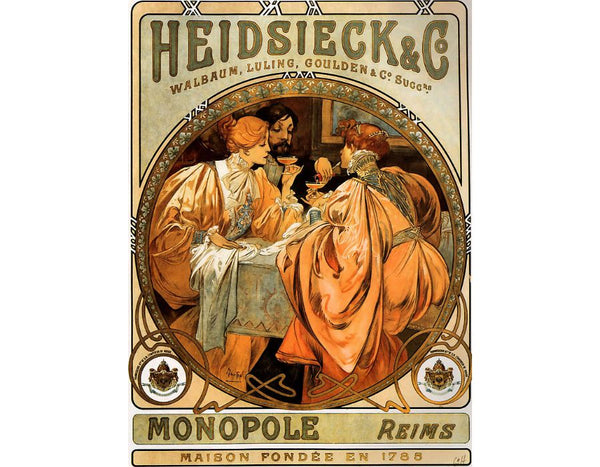 Heidsieck And Co Painting by Alphonse Maria Mucha