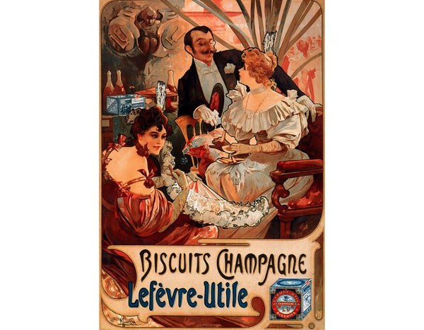 Biscuits Champagne Lefevre Utile Painting by Alphonse Maria Mucha