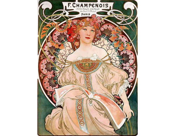 F Champenois Imprimeur Editeur Painting by Alphonse Maria Mucha