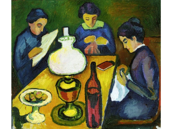 Three Women at the Table by the Lamp