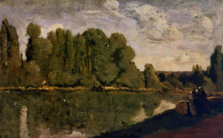 The Rhone - Three Women on the Riverbank Seated on a Tree Trunk 