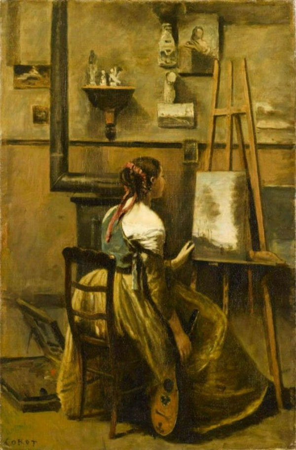 The Studio of Corot, or Young woman seated before an Easel, 1868-70 