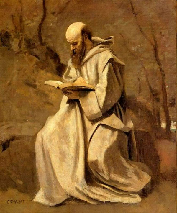 Monk in White, Seated, Reading 