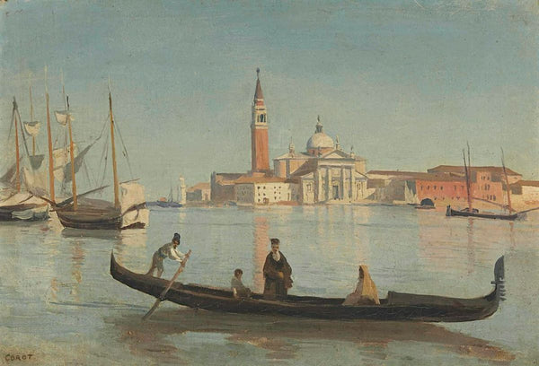 Venise--Gondole sur Le Grand Canal (or Saint-Georges Majeur au fond) 