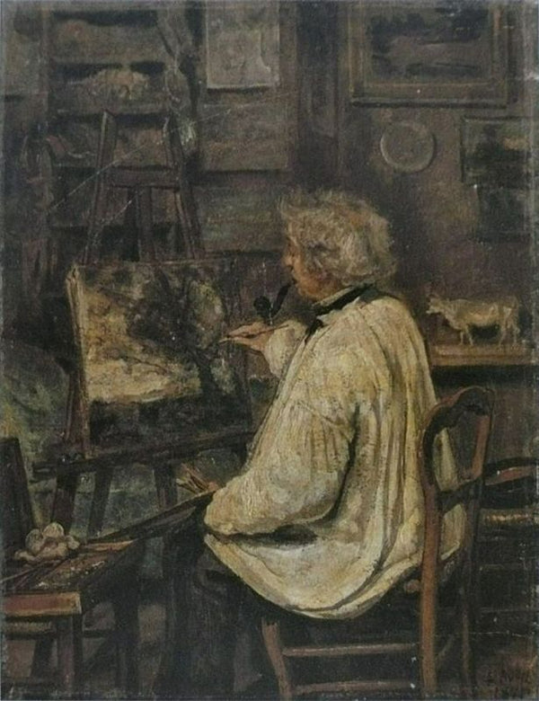 Corot Painting in the Studio of his Friend, Painter Constant Dutilleux 