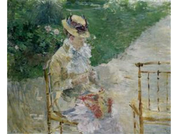 Young Woman Sewing in the Garden
