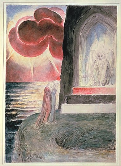 Purgatory, Canto 9, Dante and Virgil before the Angelic Guardian of the Gate of Purgatory 