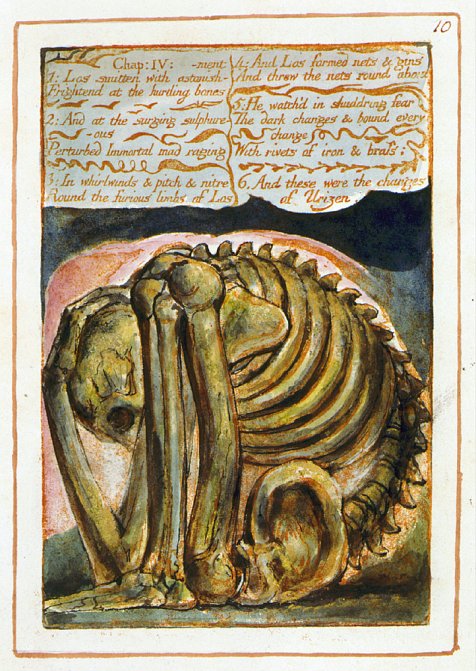 Book of Urizen- the creation of Urizen in material form by Los, 1794 