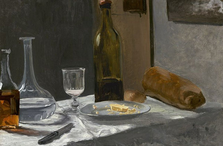 Still Life With Bottle Carafe Bread And Wine 