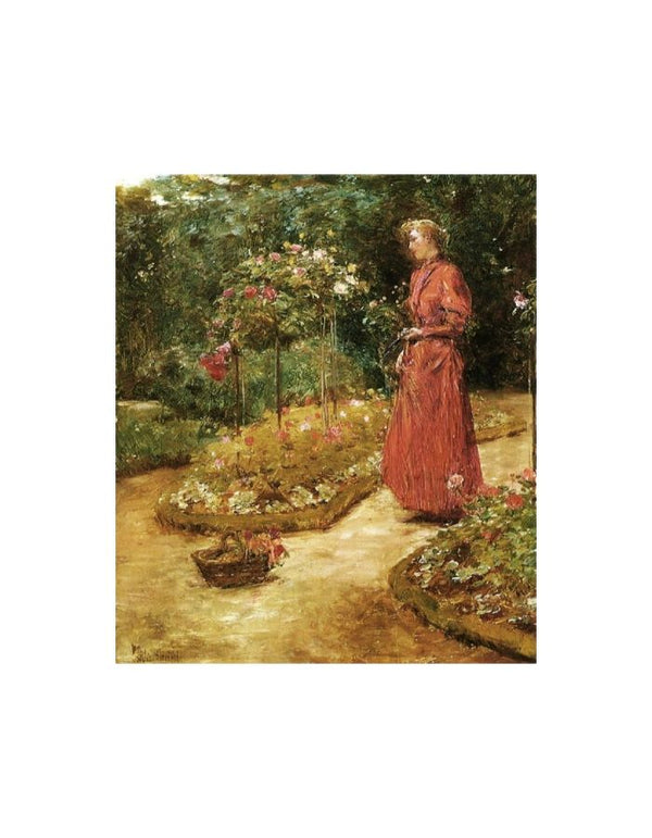 Woman Cutting Roses in a Garden 
