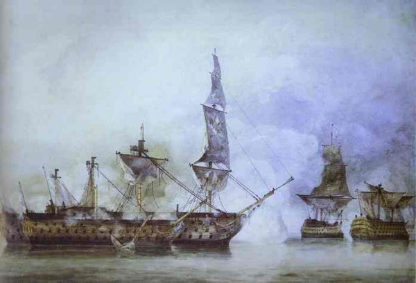 H.M.S. Victory at the Battle of Trafalgar, 1805 Painting by John Constable