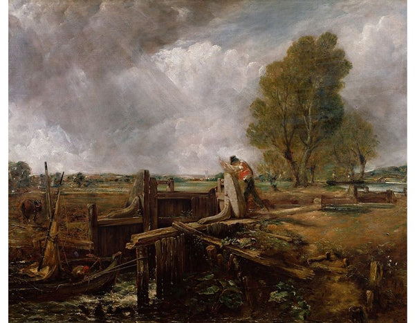 Study of a Boat Passing a Lock, c.1823 Painting by John Constable