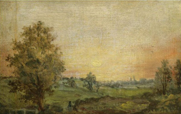 Landscape Near Dedham at Sunset Painting by John Constable