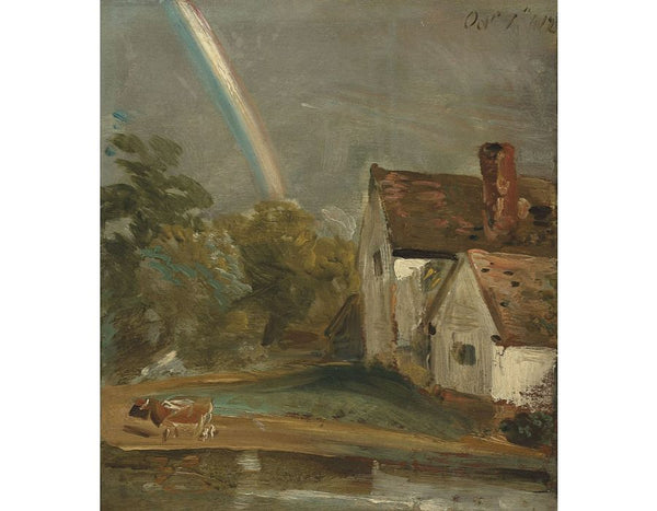 Willy Lott's House with a Rainbow, dated October 1st, 1812 Painting by John Constable