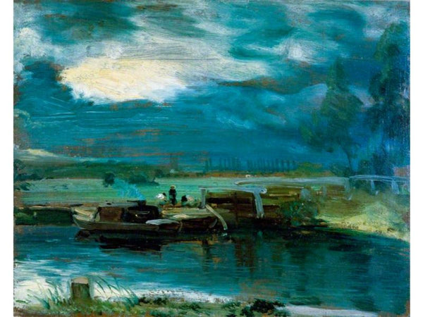 Barges on the Stour with Dedham Church in the Distance, 1811 Painting by John Constable