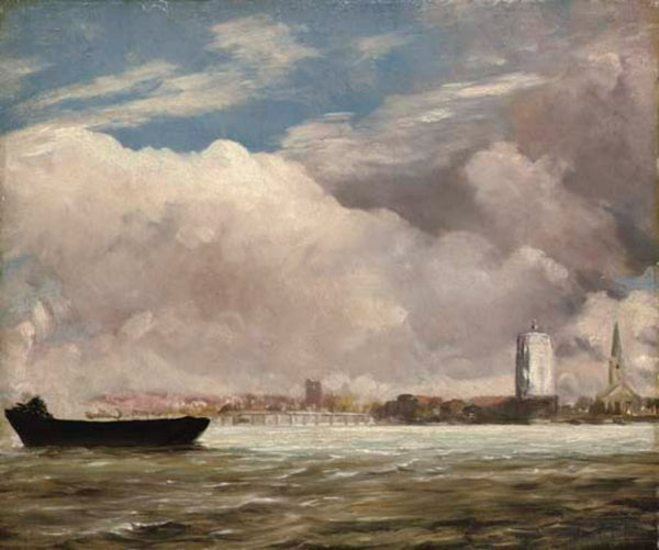 View on the Thames near Battersea Bridge, with Chelsea beyond, London Painting by John Constable