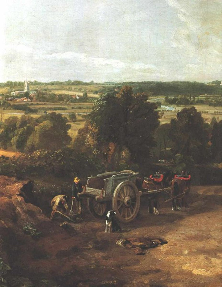 Stour valley and Dedham village Painting by John Constable