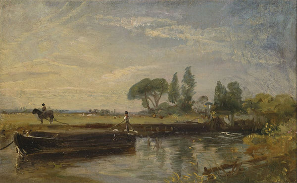 A Barge below Flatford Lock, c.1810 Painting by John Constable