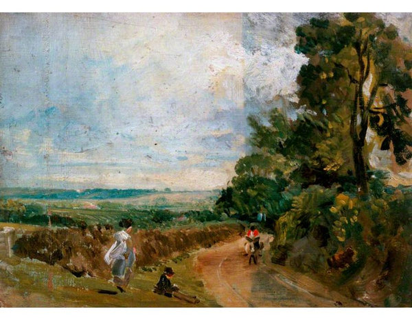 A Country road with trees and figures Painting by John Constable