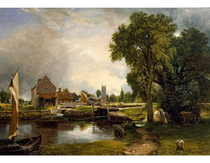 Dedham Lock and Mill, 1820 Painting by John Constable