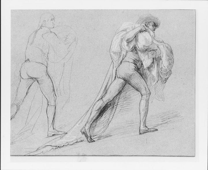Study for "The Surrender of the Dutch Admiral De Winter to Admiral Duncan, October 11, 1797": Two Studies of a Man with a Sail or Flag Painting by John Singleton Copley
