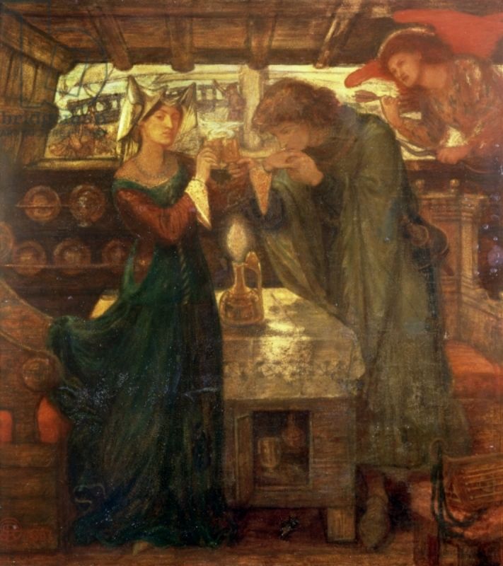 Tristram And Isolde Drinking The Love Potion Painting by Dante Gabriel Rossetti