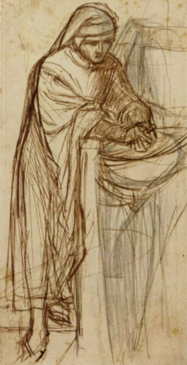 Sketch For Dante At Verona With A Preliminary Study For The Principal Figure Painting by Dante Gabriel Rossetti