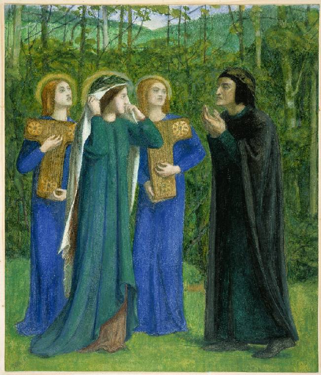 The Meeting of Dante and Beatrice in Paradise Painting by Dante Gabriel Rossetti