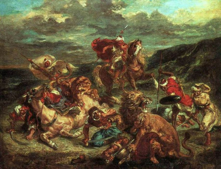 Lion Hunt 1861 Painting 