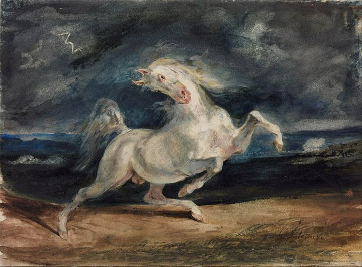 Before lightning shrinking of horse Painting 