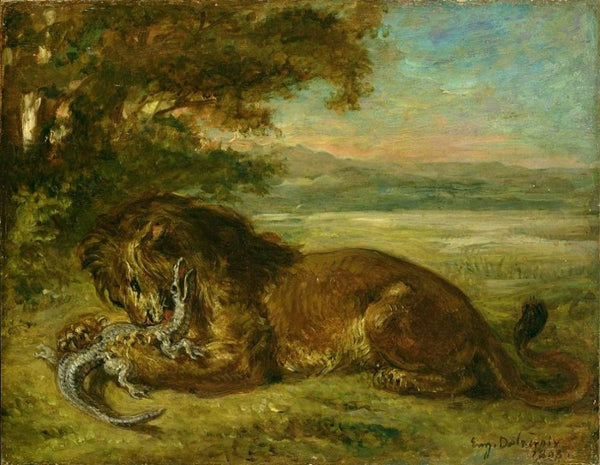 Lion and Alligator 1863 Painting by Eugene Delacroix