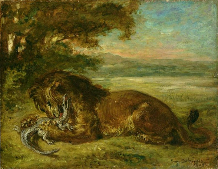 Lion and Alligator 1863 Painting 