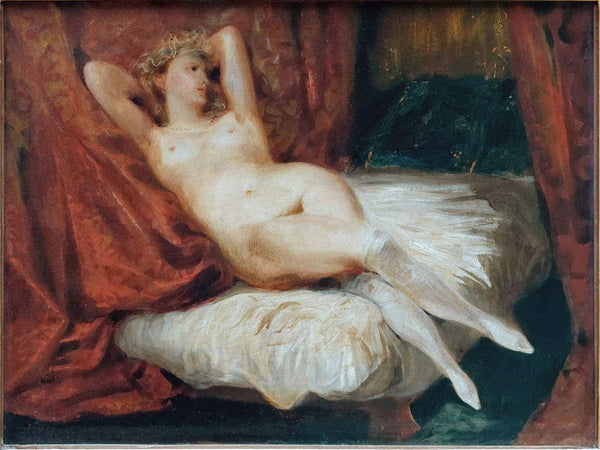 Woman with White Stockings Painting by Eugene Delacroix