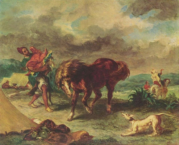 The Moroccan and his Horse Painting by Eugene Delacroix
