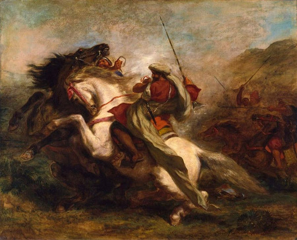 Moroccan Military Exercises Painting by Eugene Delacroix