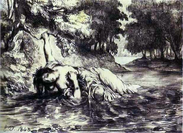 The Death of Ophelia 1843 Painting by Eugene Delacroix