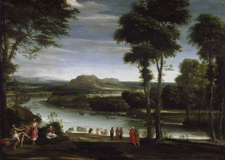 Landscape with St John Baptising Painting by Domenico Zampieri