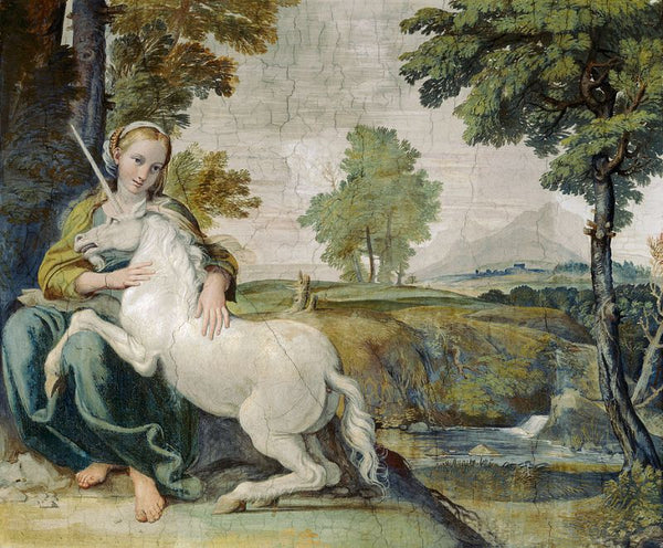 The Maiden and the Unicorn c. 1602 Painting by Domenico Zampieri