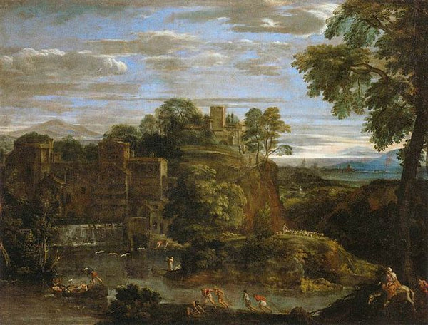 Landscape with the Flight into Egypt 2 Painting by Domenico Zampieri