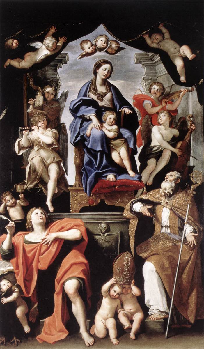 Madonna and Child with St Petronius and St John the Evangelist 1629 Painting by Domenico Zampieri