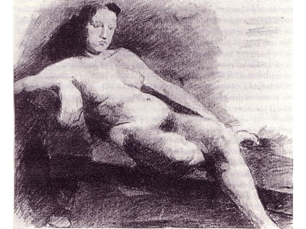 Nude woman reclining on a couch 